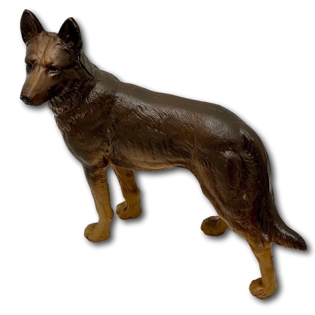 Metal Excellent Vintage Hubley Manufacturing Co Usa Cast Iron German Shepherd Dog Doorstop - Circa 1930s For Sale - Image 7 of 18
