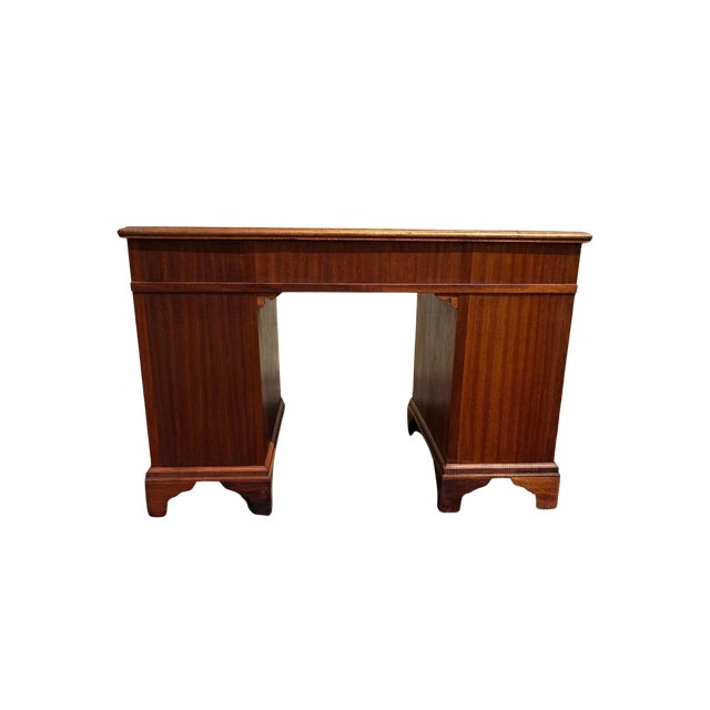 1930s Antique Mahogany Kneehole Desk For Sale - Image 5 of 5