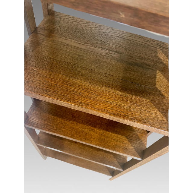 Antique Mission / Arts and Crafts Oak Five Shelf Open Bookcase or Shelving, Double Sided For Sale - Image 11 of 11