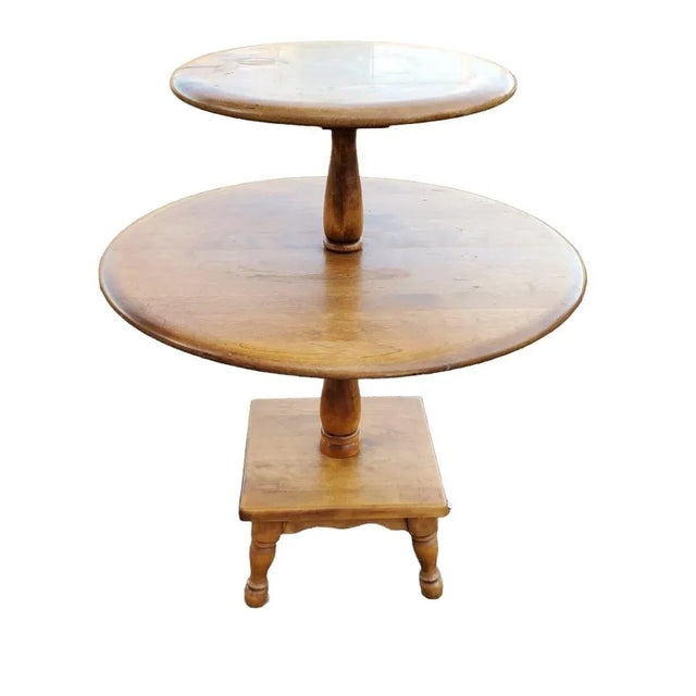 1970s Three Tier Occasional Accent Side Table in Solid Wood For Sale In Palm Springs - Image 6 of 9