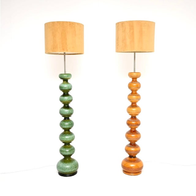 A stunning pair of vintage ceramic bubble floor lamps by Kaiser Leuchten. They were made in Germany, and date from the...