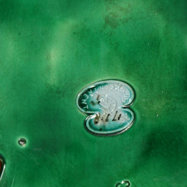 Ceramic Large George Jones Majolica Banana Leaf Platter For Sale - Image 7 of 12