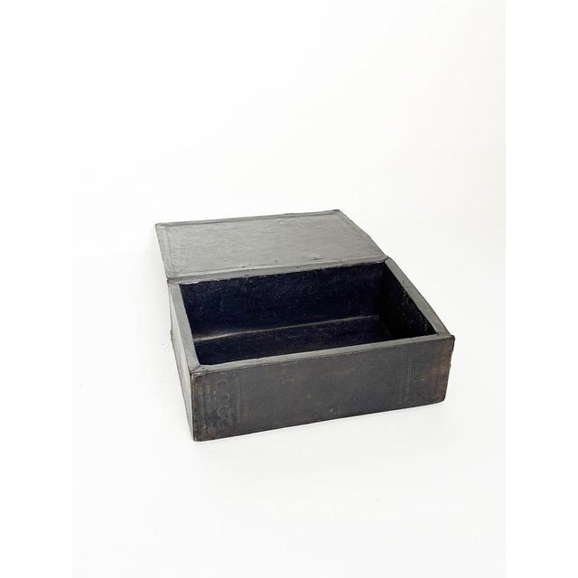 Black Embossed Leather Box, France, 1950s For Sale - Image 4 of 12