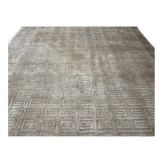 Rh Rajouri Silk & Wool Rug – 12' × 15' Wheat | Hand-Knotted Silk & Wool | Nepalese Artisan Construction For Sale