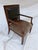 Contemporary 90's Timeless Leopard Print Black Faux Leather Back Mahogany Arm Chair For Sale - Image 3 of 5