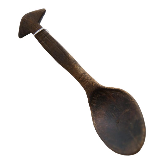 Vintage African Wooden Spoon For Sale