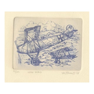 1984 Martha However Airplane Etching For Sale