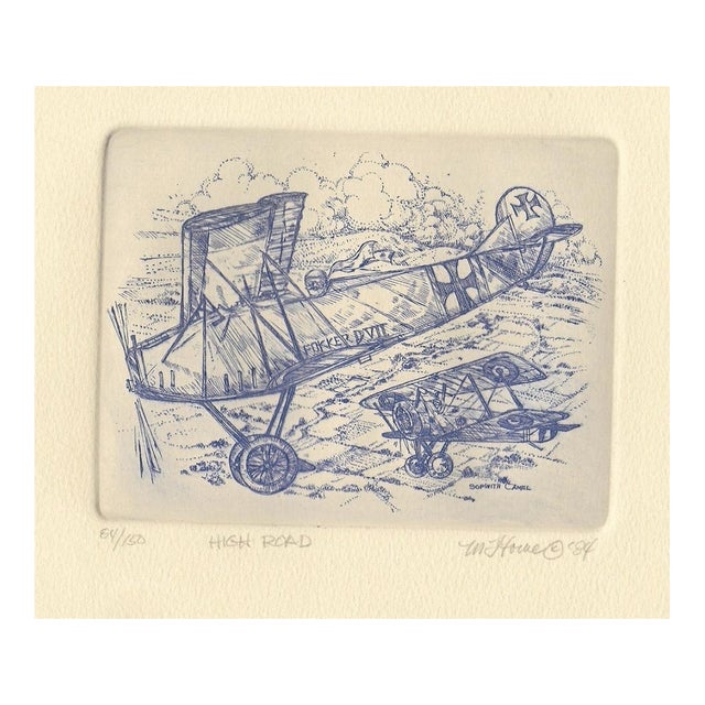1984 Martha However Airplane Etching For Sale