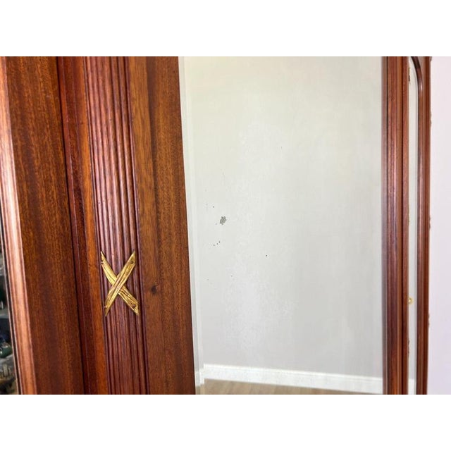 Wardrobe Antique French Style Three Door Inlaid Burr Mirrored Armoire Lot 6163 For Sale - Image 10 of 14