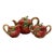 Vintage Fitz & Floyd Porcelain Red Apple Hand Painted Teapot Cream & Sugar Set- 3 Pieces For Sale