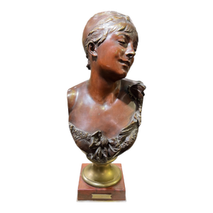 Late 19th Century Carrier-Belleuse Bronze Bust Sculpture of Lovely Female