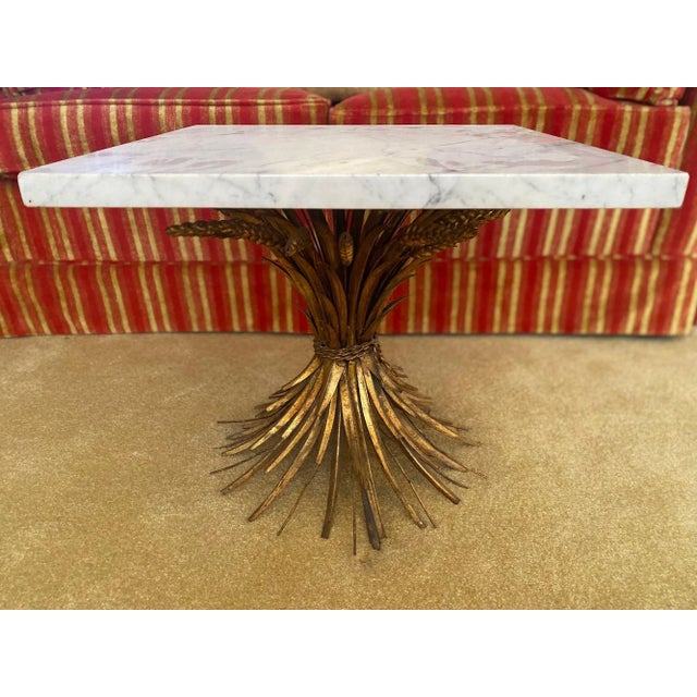 1950s Sheaf of Wheat Form Marble-Top Hollywood Regency Small Accent Table For Sale - Image 10 of 10