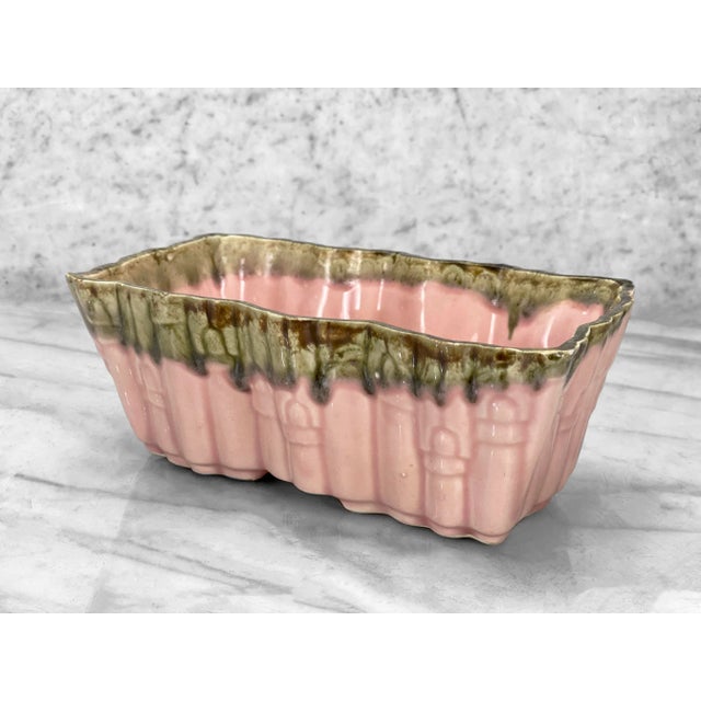 Mid-Century Modern Mid-Century Pink Drip Porcelain Lock Motif Planter by Upco For Sale - Image 3 of 11