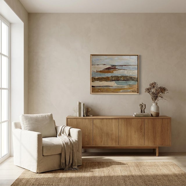 Entre Deux Rives, Contemporary Abstract Seascape Oil Painting, Framed by Sophie Dumont For Sale - Image 9 of 9