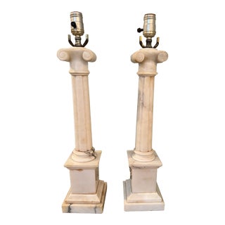 Vintage Neoclassical Marble Table Lamps, a Pair For Sale