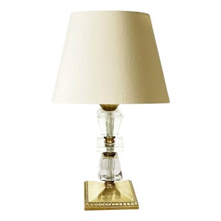 Brass and Acrylic Glass Table Lamp, France, 1940s For Sale