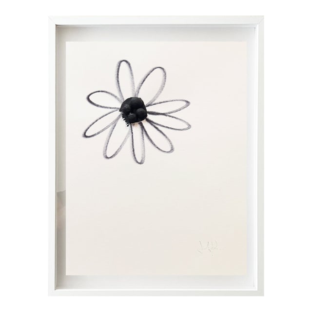 "One Daisy" Original Mixed-Media Painting by Jake Poser, Framed For Sale