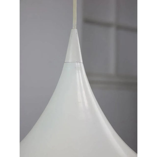 Danish White Trumpet Pendant Lamp attributed to Claus Bonderup & Torsten Thorup For Sale - Image 5 of 11