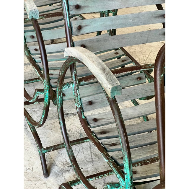 Antique French Wood and Metal Bouncer Garden Chairs - Set of 6 For Sale - Image 9 of 10