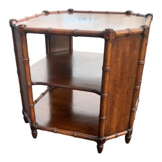 Mid 20th Century Henredon Mid-Century Octagonal Faux Bamboo End Table 3 Tiered For Sale