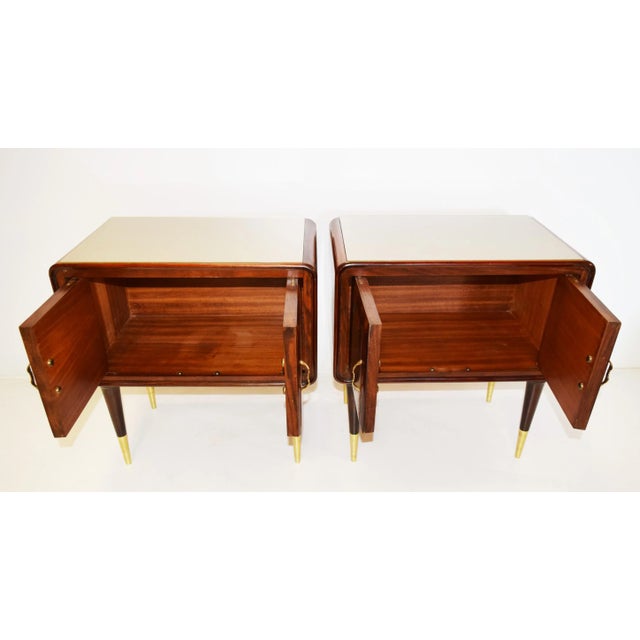 Italian Walnut Nightstands, 1950s, Set of 2 For Sale - Image 4 of 6
