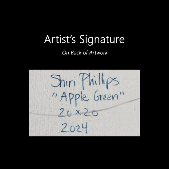 Apple Green - Impasto Thick Paint Green Abstract Painting Original Artwork by Shiri Phillips For Sale - Image 9 of 9