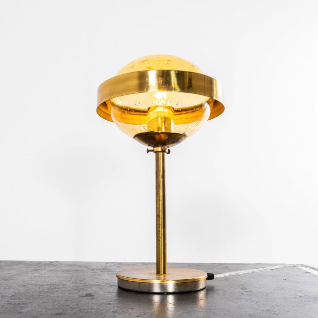 Brass and Amber Glass Table Lamp, 1960s For Sale - Image 9 of 9