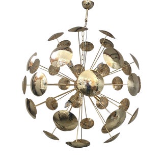 Handmade Hammered Sputnik Chandelier in Gold by Simoeng For Sale