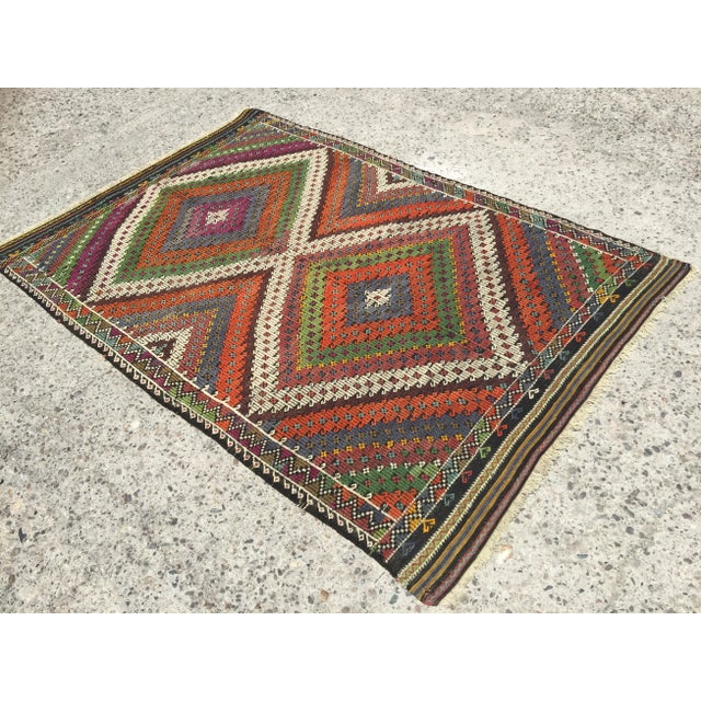 Boho Chic Vintage Turkish Kilim Rug - 5′8″ × 8′4″ X For Sale - Image 3 of 9