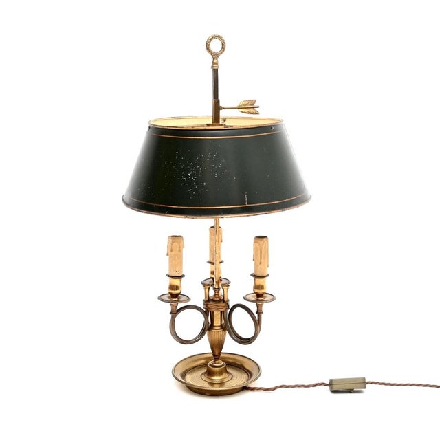 Antique French Brass and Tole Bouillotte Table Lamp, 1920s For Sale - Image 10 of 10