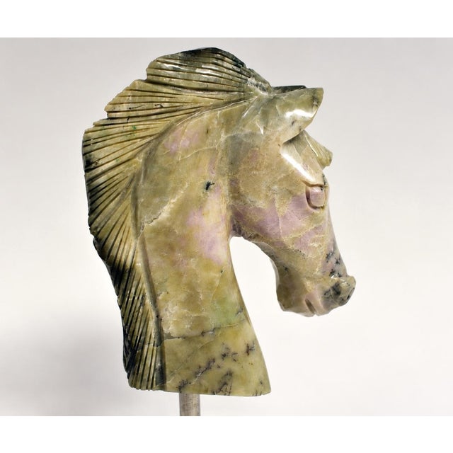 Gemstone Emerald Horse Bust Sculpture Full Emerald Base Hand Carved For Sale - Image 14 of 14