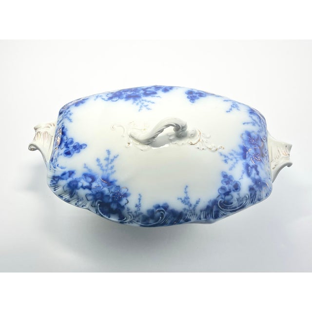 1910s 1910s Antique Johnson Brothers “Peach” Ceramic Vegetable Serving Bowl & Lid For Sale - Image 5 of 12