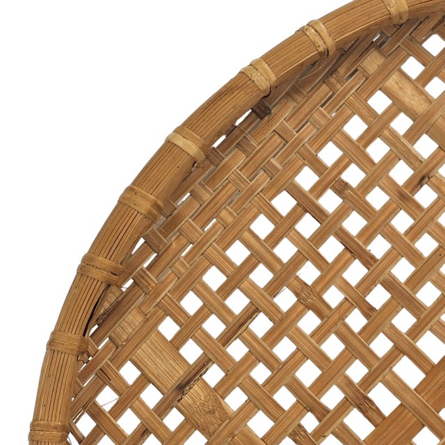 Asian Rattan Wicker Bamboo Round Basket For Sale In San Francisco - Image 6 of 10