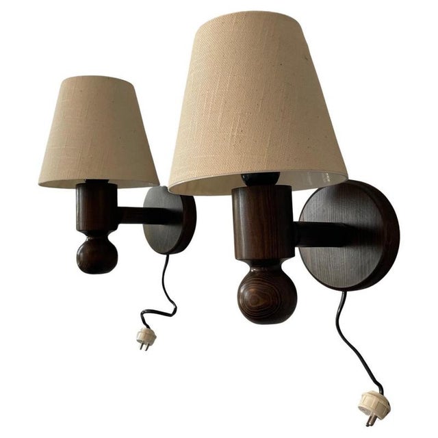 Beige Vintage Wall Lamps in Stained Pine from Markslöjd, Sweden, 1970s For Sale - Image 8 of 8