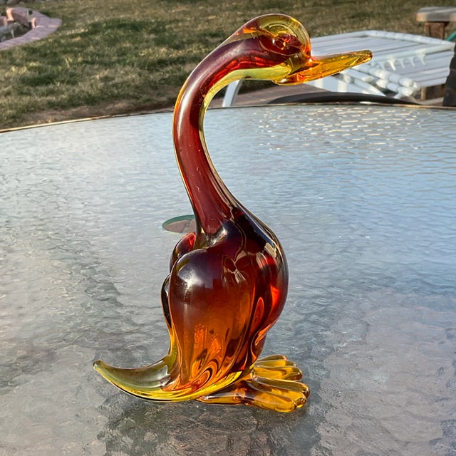 Gorgeous Amberina Duck in the style of Murano that is in amazingly good condition and dates to the Mid Century and is in...