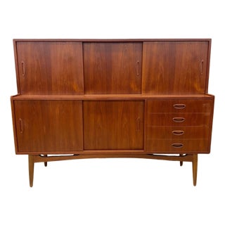 Mid 20th Century Danish Modern Compact Teak Highboard For Sale