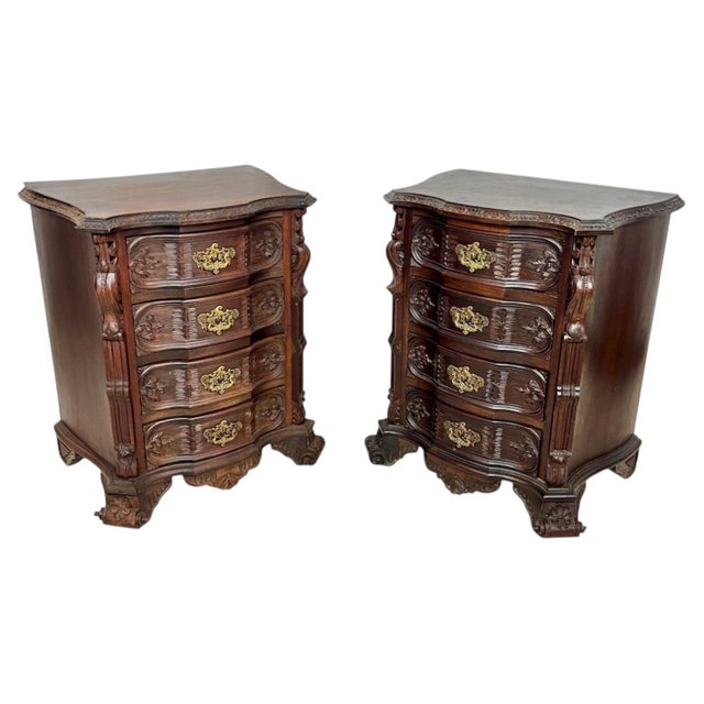 Pair of Carved Wood Bedside Cabinets, 1930s For Sale - Image 11 of 18