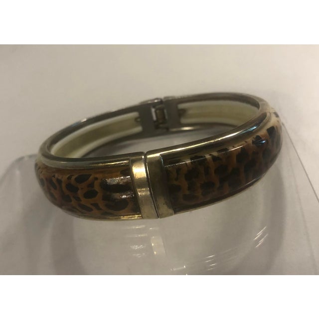 1980s Lucite Tortoise Clamper Bangle Bracelet For Sale - Image 4 of 11