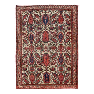 Antique Persian Fine Mission Malayer Rug in Ivory, Red, Blue, Brown 4'2"x6'1" For Sale