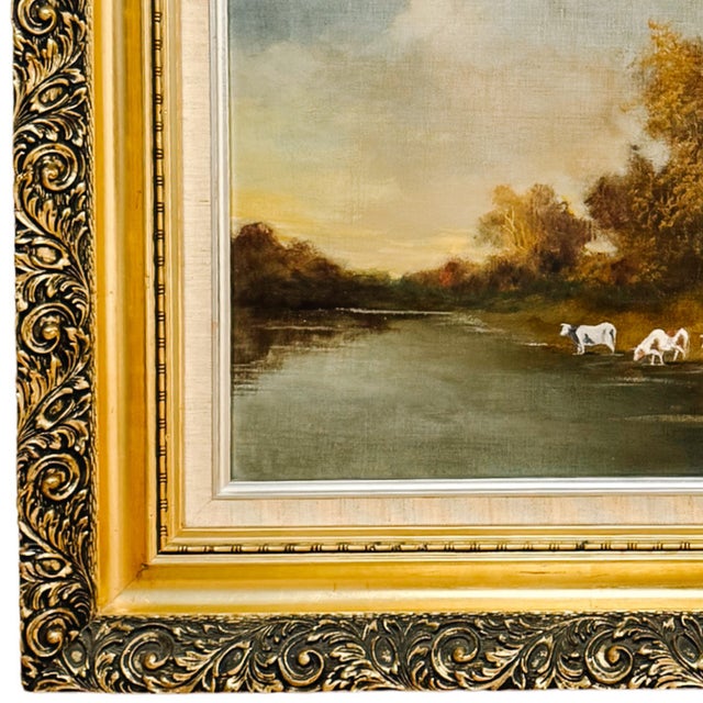 Brown Mid 20th CenturyTonalist Pastoral Landscape Oil on Canvas Painting by Ramirez For Sale - Image 8 of 12