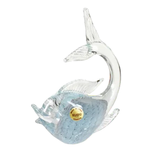 Vintage Late 20th Century Hand Blown Murano Dolphin Figurine Art Glass Italy