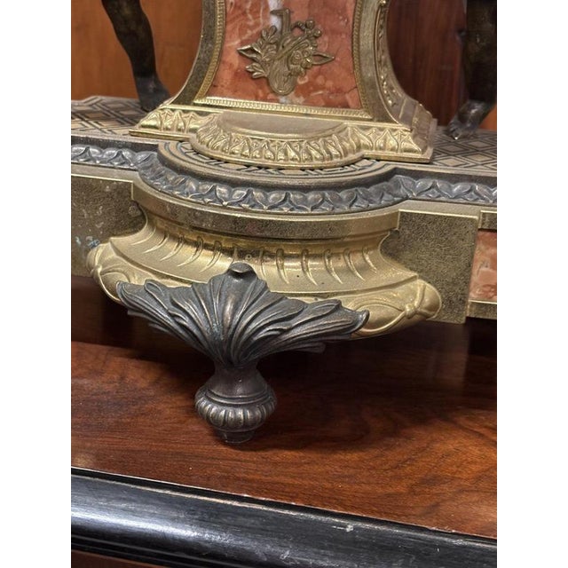 Metal Vintage Brass & Bronze Clock For Sale - Image 7 of 13