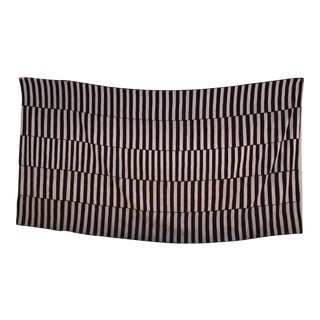 1940s Vintage Black & White Goat Striped Rug - 7′6″ × 14′ For Sale