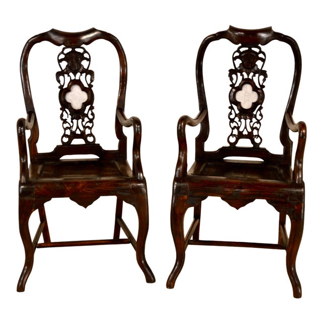 19th C Pair of Asian Armchairs For Sale