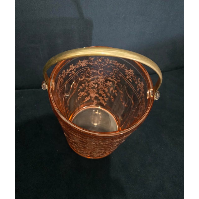 Gorgeous, authentic 1930s Fostoria Glass Co. ice bucket (pail) in the highly desirable & intricate "Versailles" (Etch...