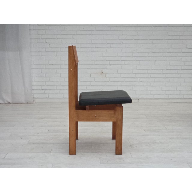 Vintage Danish Church Chairs in Leather and Oak, 1960s, Set of 3 For Sale - Image 10 of 18