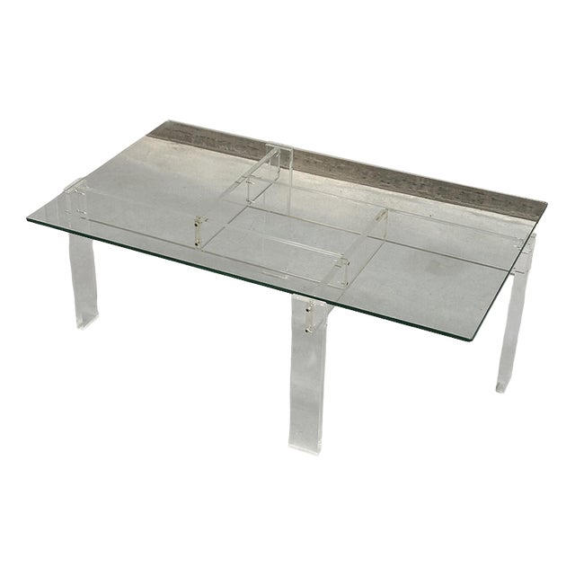 Vintage Coffee Table with Acrylic and Glass Top, 1960s For Sale