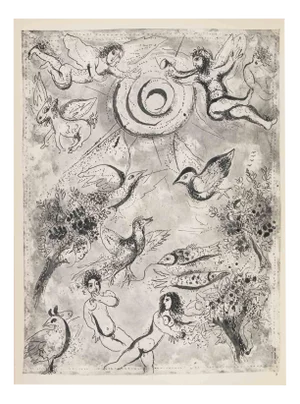 Marc Chagall, Adam and Eve, Héliogravure, 1960