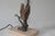 Metal Duck Table Lamp in Bronze-Toned Metal on Travertine Base, 1970s For Sale - Image 7 of 9