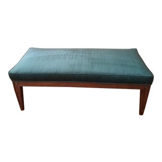 Vintage Italian Provincial Upholstered Oak Bench For Sale